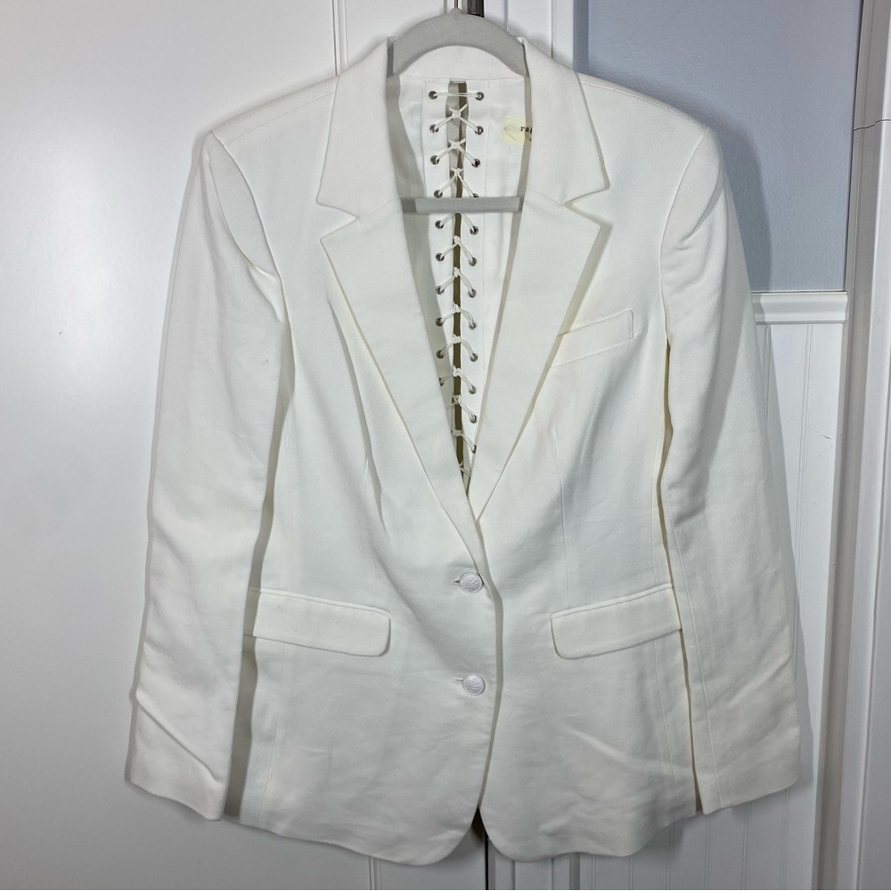 Rag & Bone Lillian Lace Up Oversized Blazer in ivory size 4‎ academia business